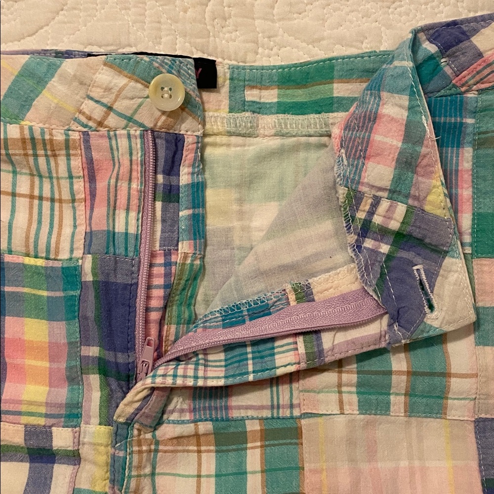 Purple Poppy 100% cotton pastel plaid madras style skirt - Picture 3 of 8